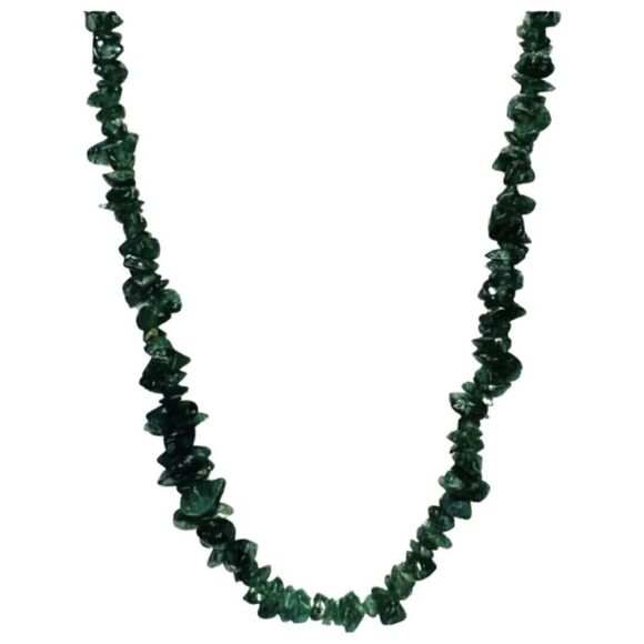 Green Malachite Chip Long Layering Necklace 32” Bohemian Boho  Natural Stone - Picture 3 of 16